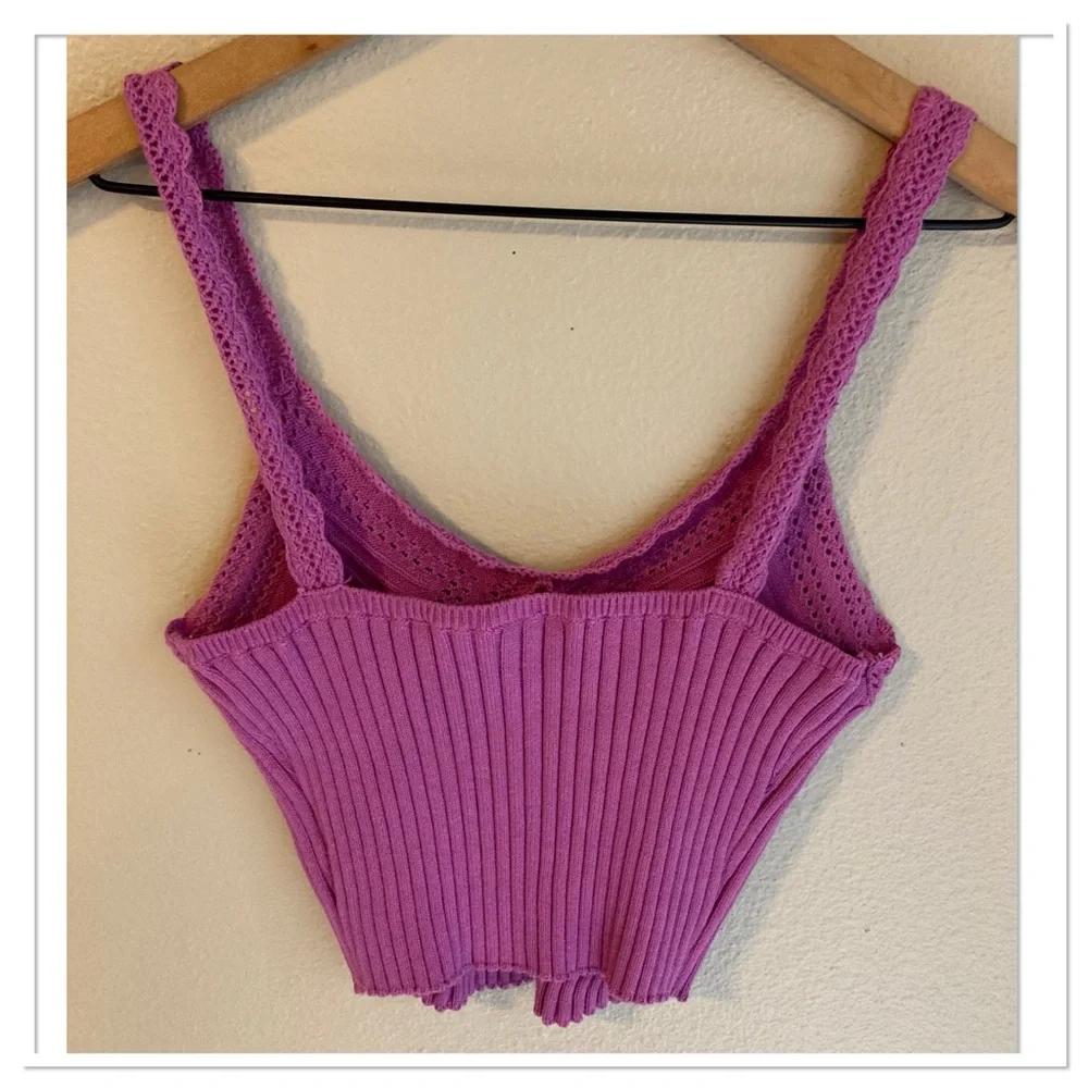 Free People Take Me Home Swit Cami Knit Tank Top Purple Size Small - Picture 2 of 7